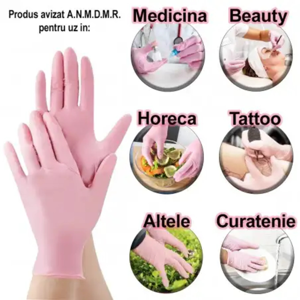 Розови нитрилни ръкавици Serix [5]