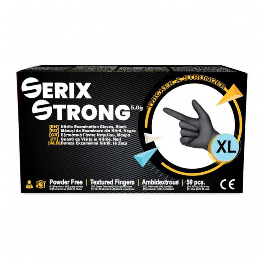 Черни плътни нитрилни ръкавици Serix Strong 6 гр. [1]