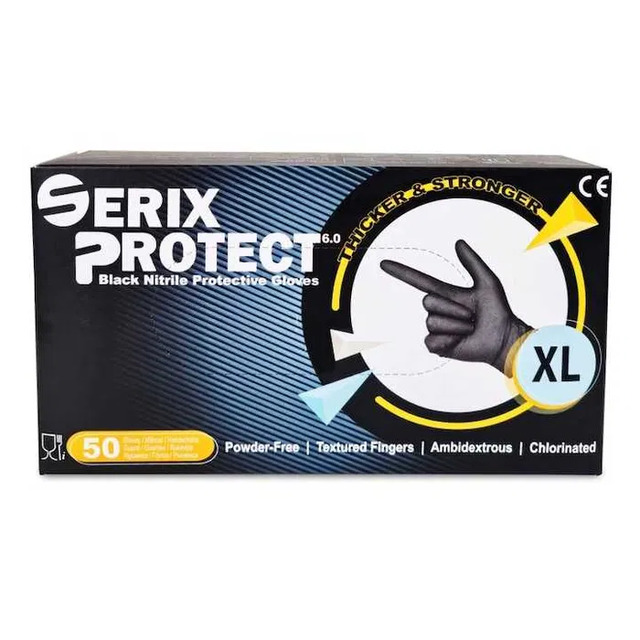 Черни плътни нитрилни ръкавици Serix Protect 5 гр. [1]