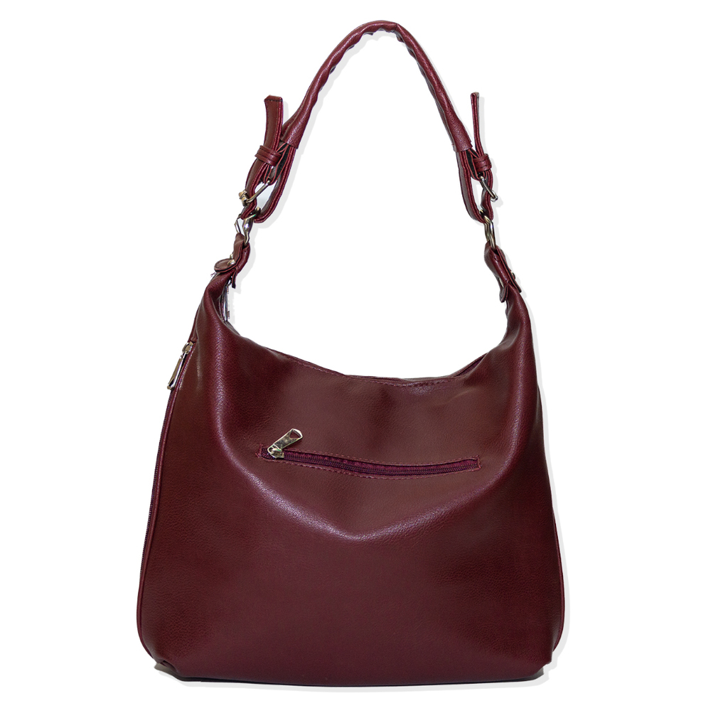 Дамска кожена чанта бордо [2]