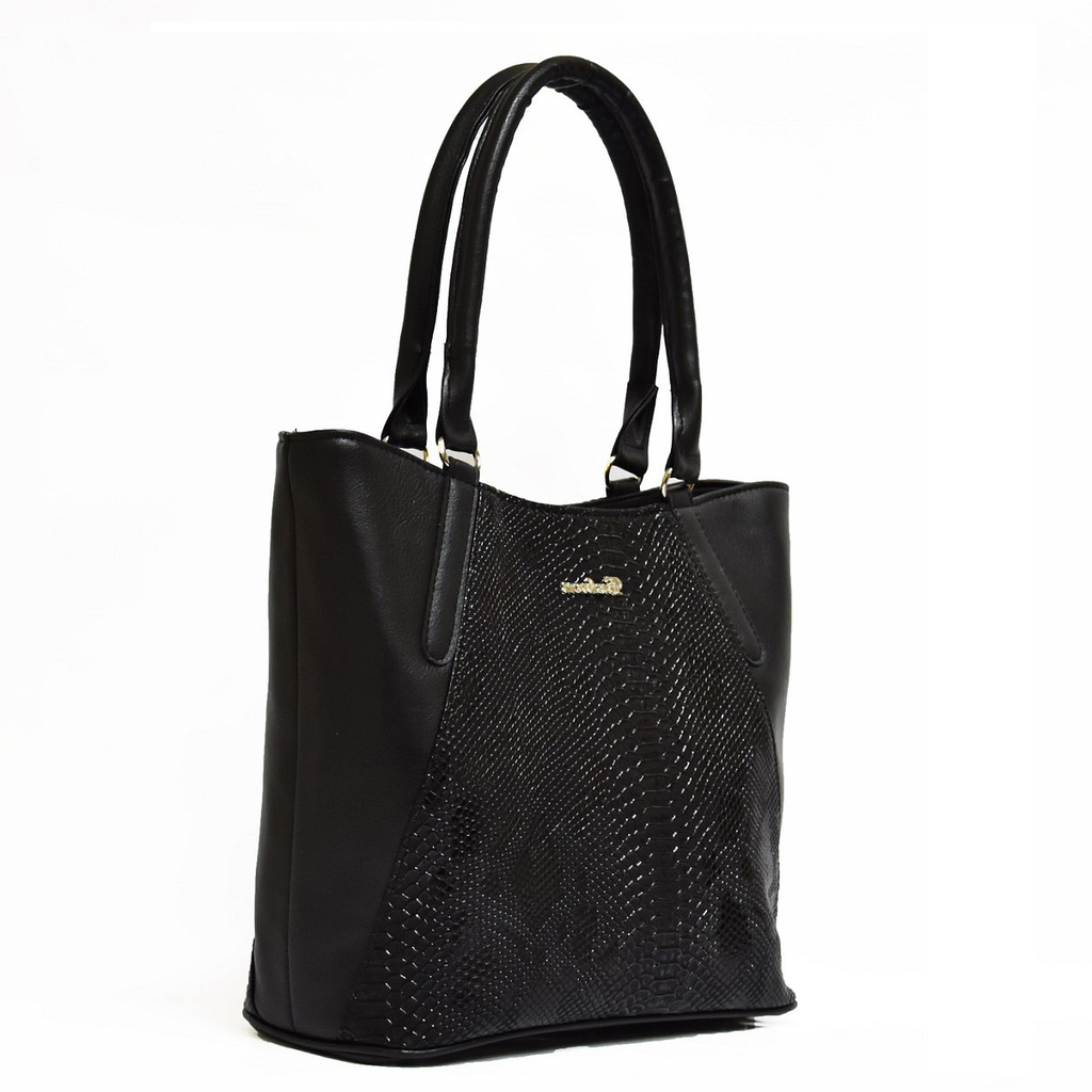 Стилна кожена черна дамска чанта [1]