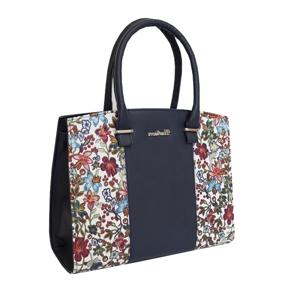 Дамска Чанта Синя-Цветя [1]